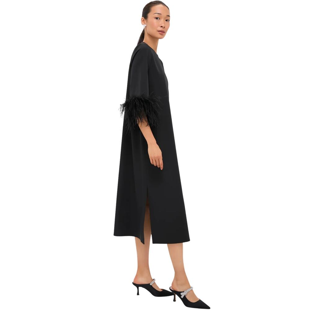 Tuckernuck Black Feather Jamie Dress Ostrich Feather Cuffs Size S - Picture 12 of 16